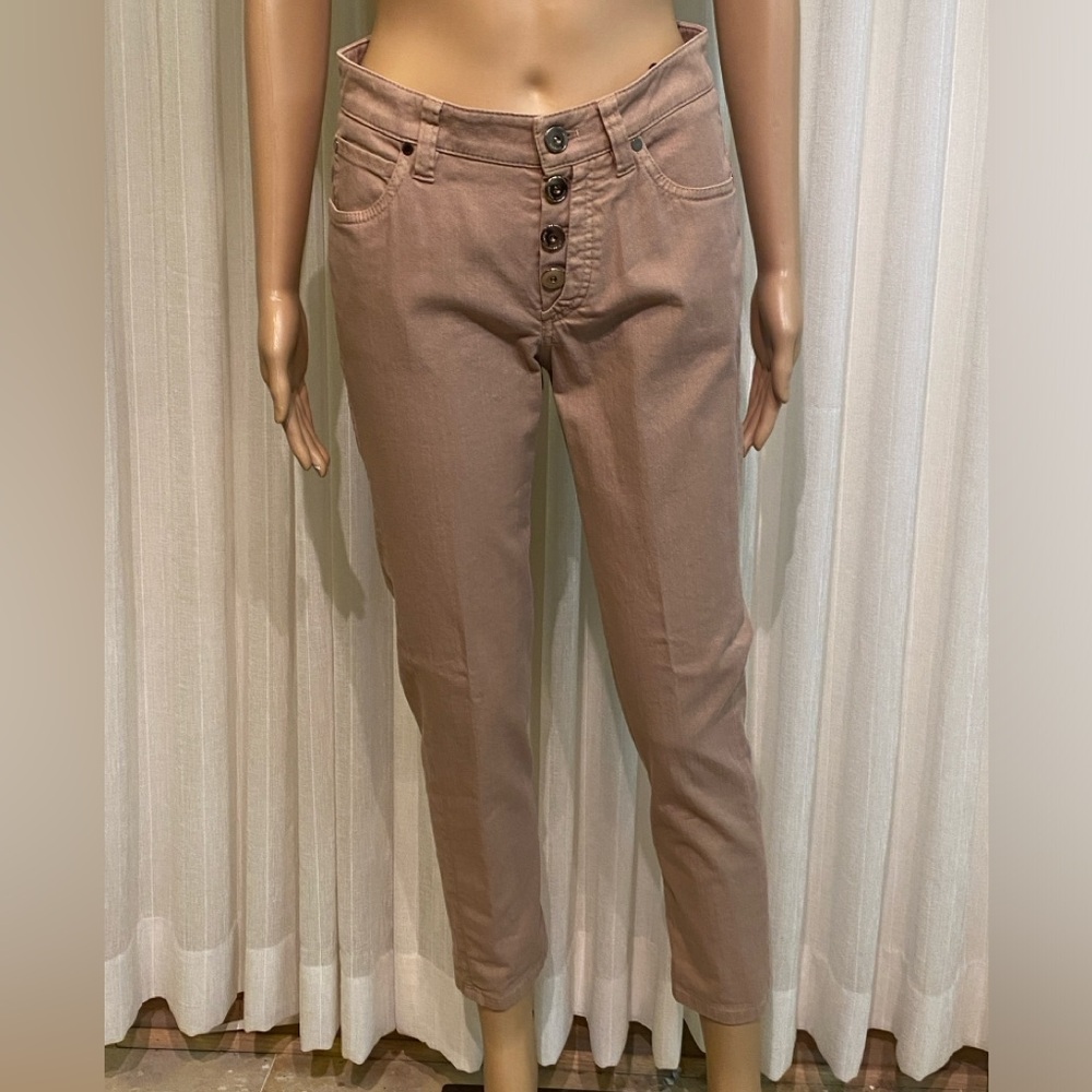 Brunello Cucinelli The Boyish Jean Tapered 5 Pocket Tan Button Fly Size 2